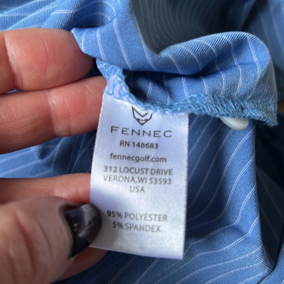 Fennec Golf Polo collared shirt worn once blue/white horizontal stripe - Picture 3 of 8